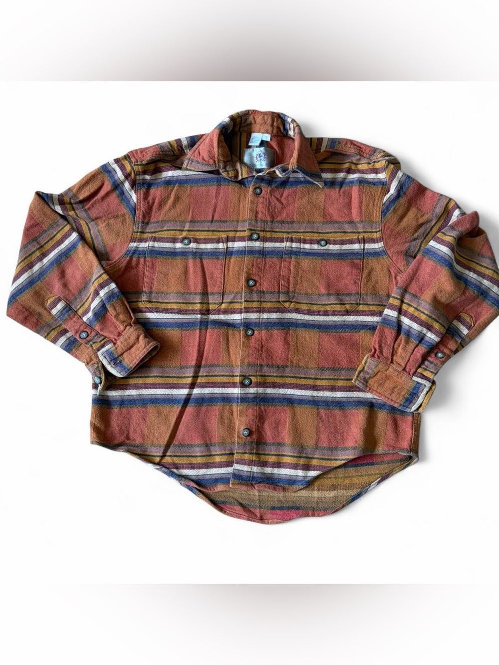 The Territory Ahead Rust Multi Stripe mens Button-Down Flannel Shirt